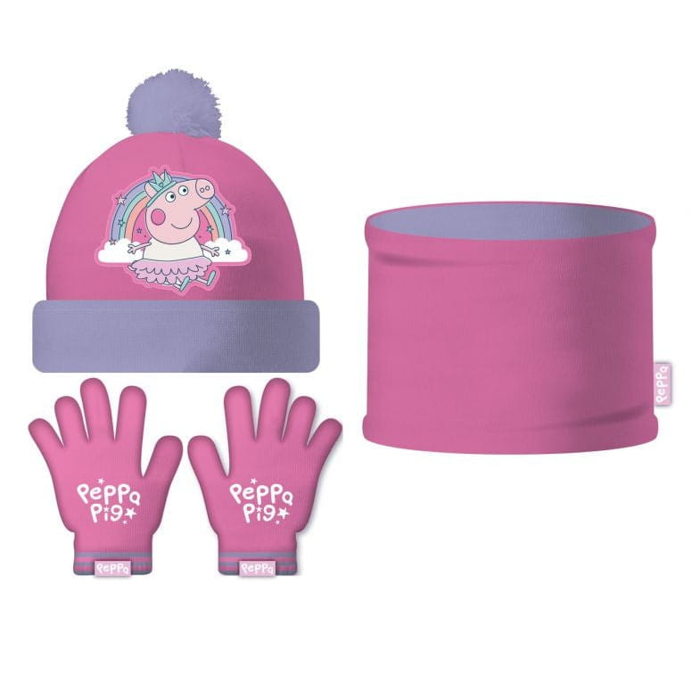 Conjunto de braga guantes y gorro Peppa Pig