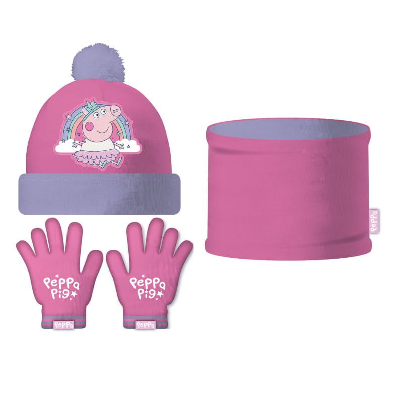 Conjunto de braga guantes y gorro Peppa Pig