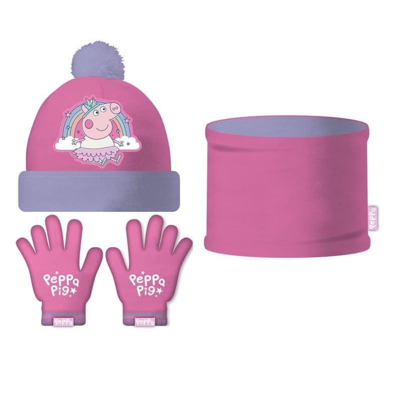 Conjunto de braga guantes y gorro Peppa Pig