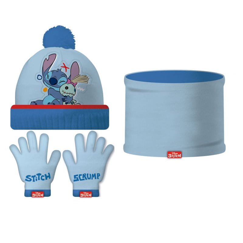 Conjunto de braga guantes y gorro Stitch Disney