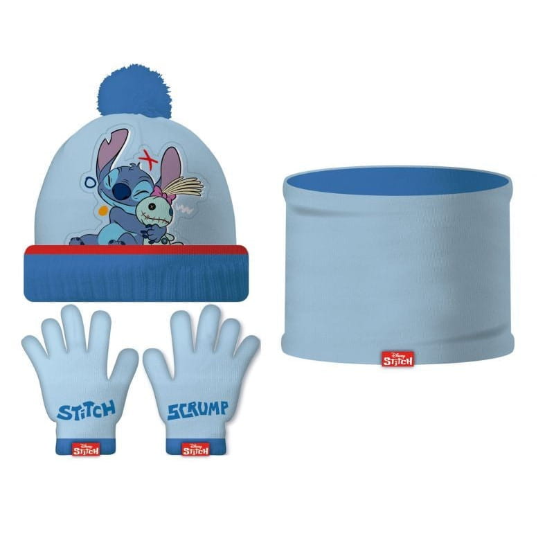 Conjunto de braga guantes y gorro Stitch Disney