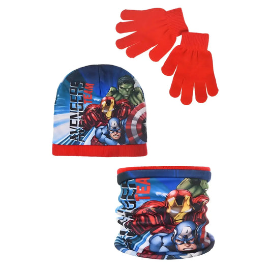 Conjunto gorro guantes y braga infantil AVENGERS Rojo
