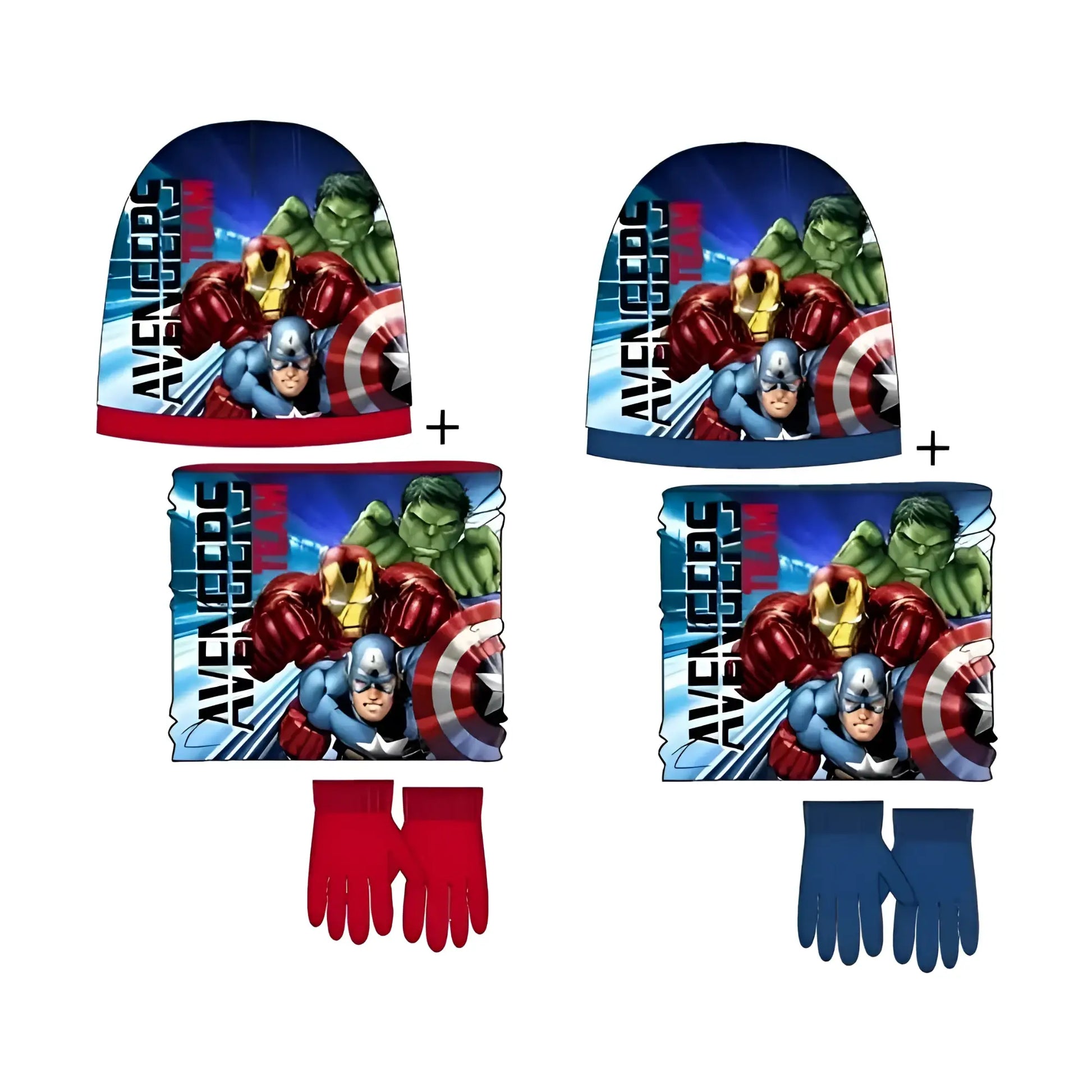 Conjunto gorro guantes y braga infantil AVENGERS Rojo