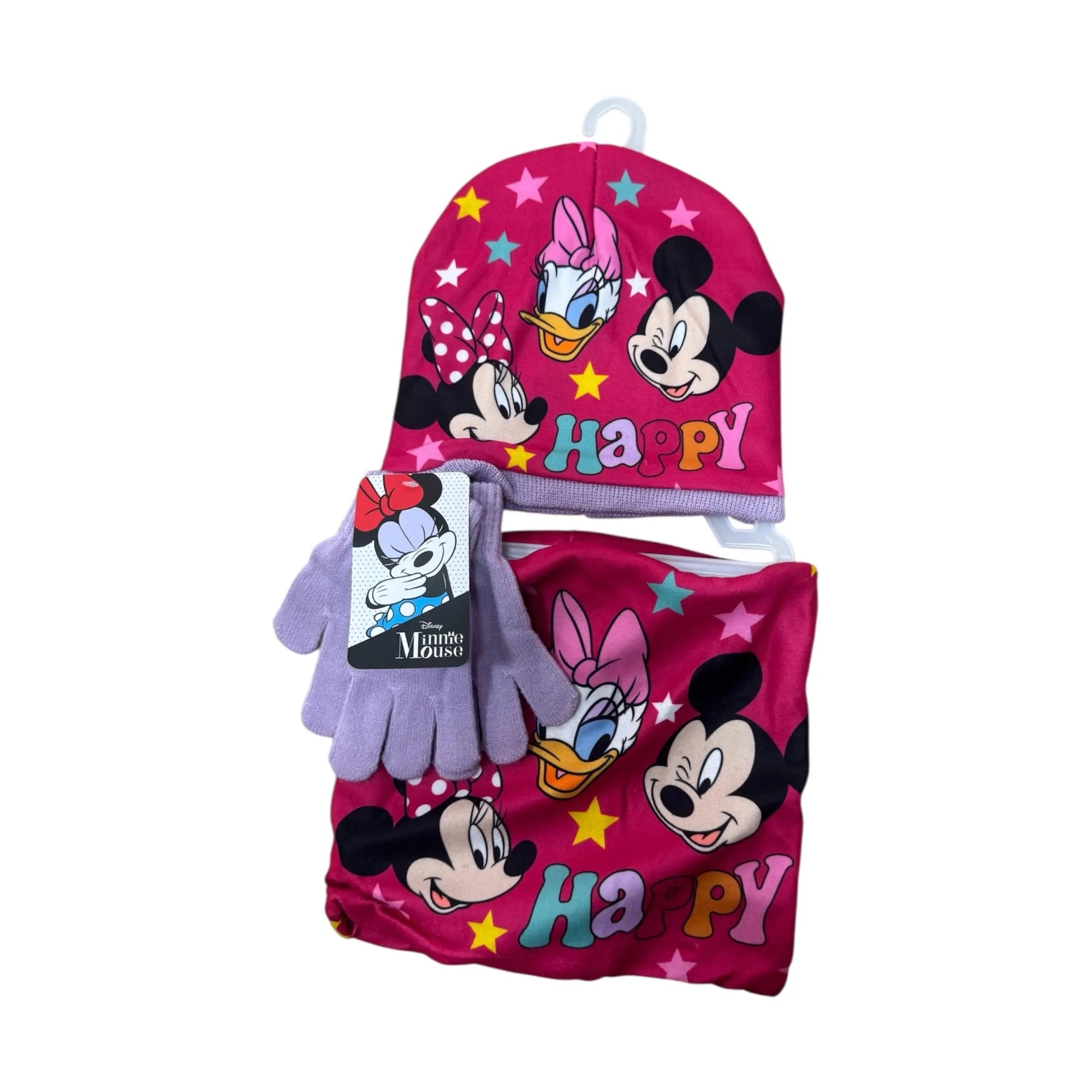 Conjunto gorro guantes y braga infantil MINNIE MOUSE DISNEY Lila
