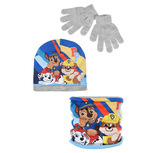 Conjunto gorro guantes y braga infantil PATRULLA CANINA Gris