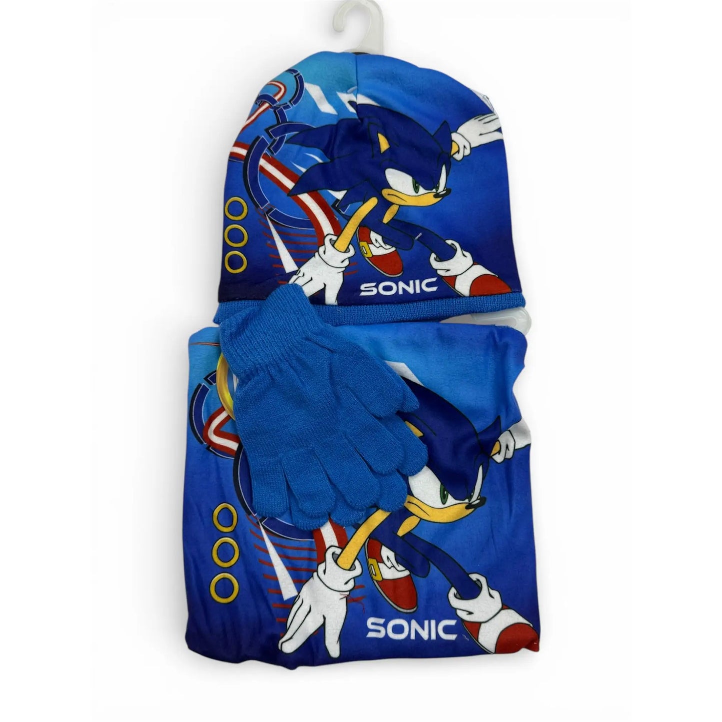 Conjunto gorro guantes y braga infantil SONIC Azul