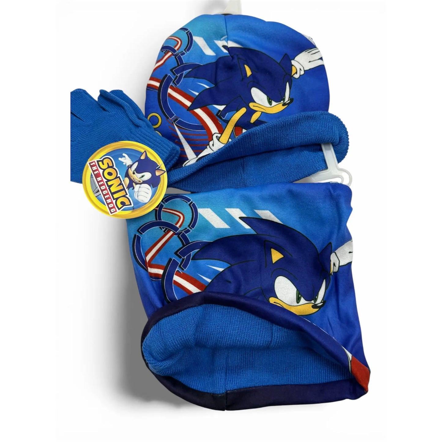 Conjunto gorro guantes y braga infantil SONIC Azul