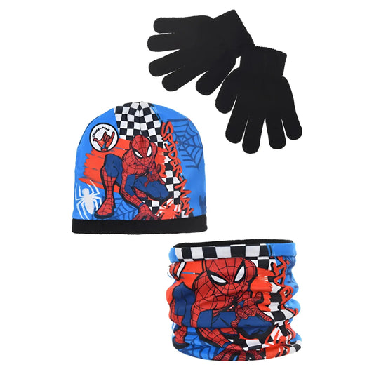 Conjunto gorro guantes y braga infantil SPIDERMAN - negro