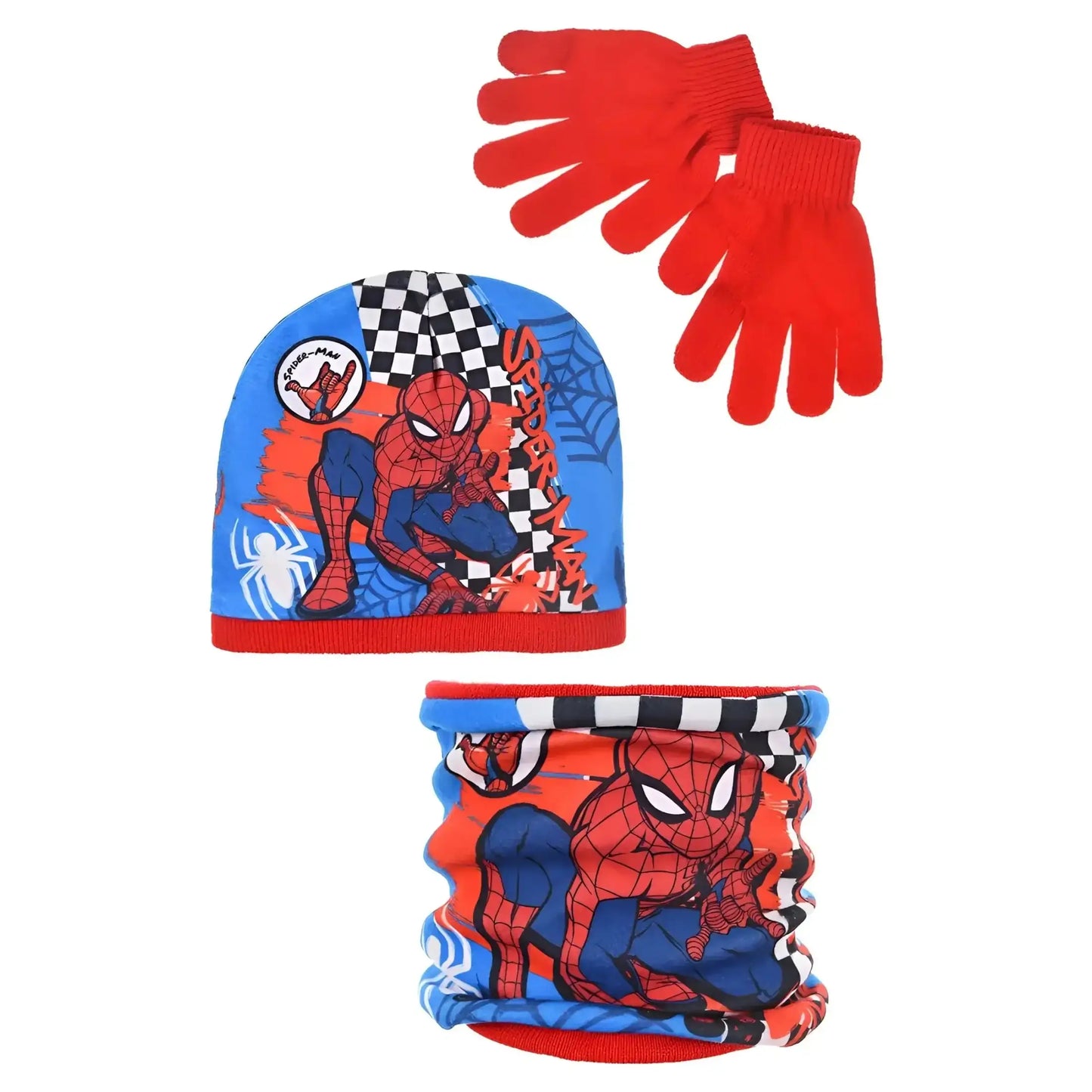 Conjunto gorro guantes y braga infantil SPIDERMAN Rojo