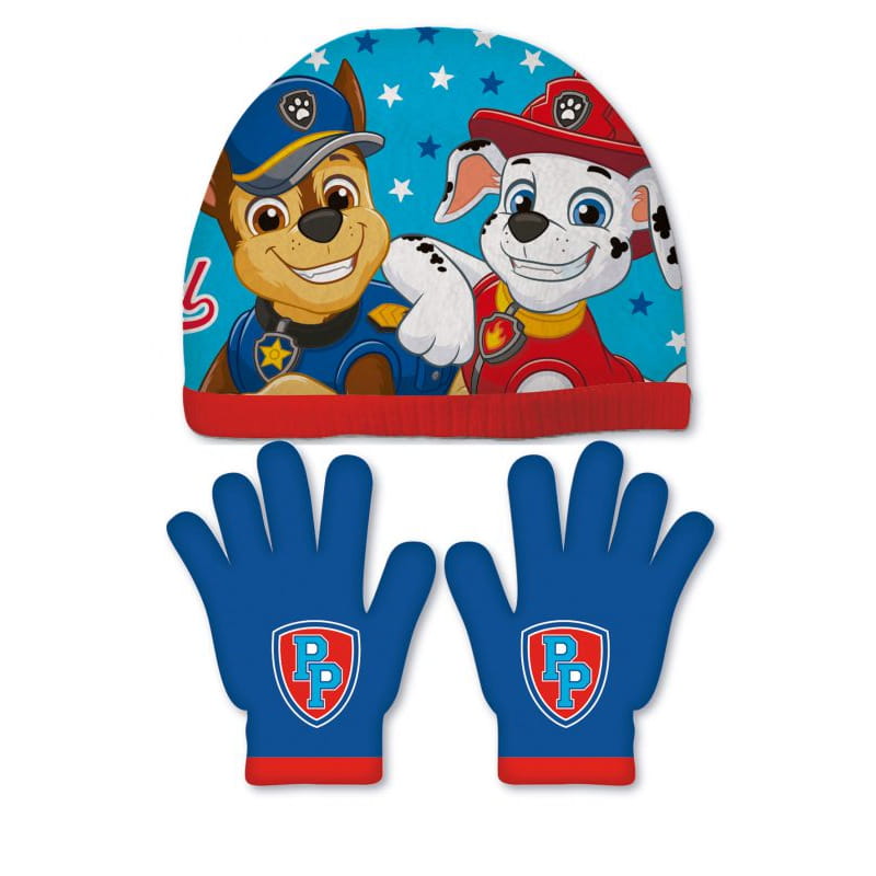 Conjunto de guantes y gorro Patrulla canina (Paw Patrol)