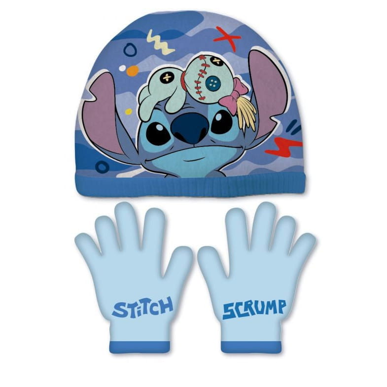 Conjunto de guantes y gorro Stitch Disney