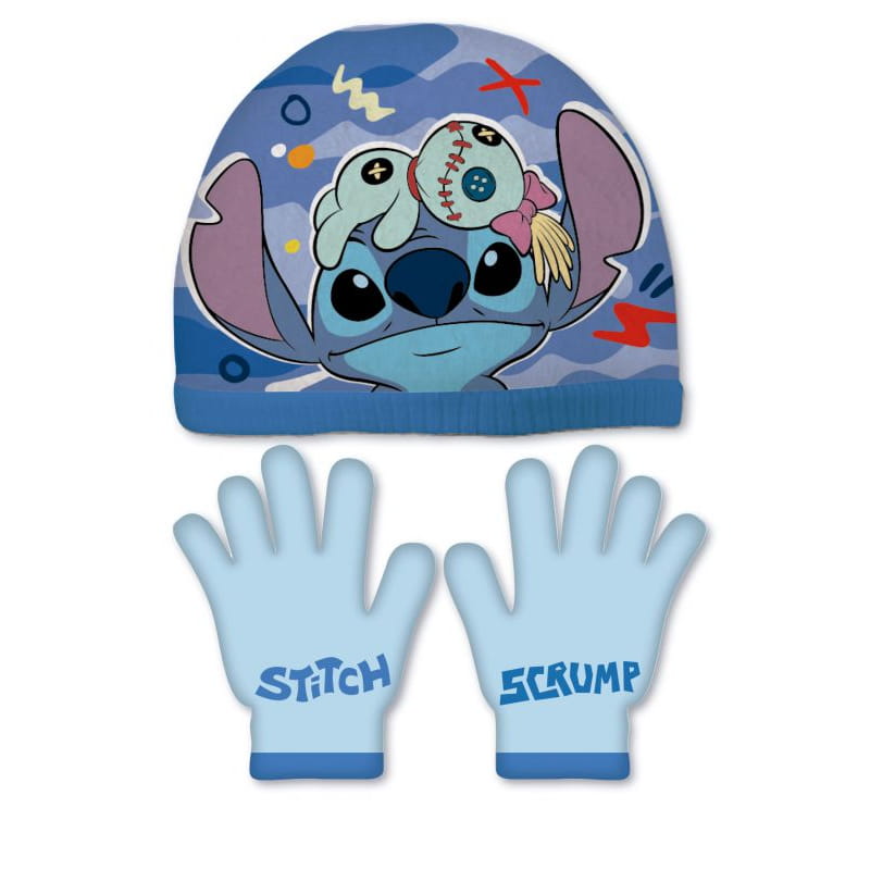 Conjunto de guantes y gorro Stitch Disney