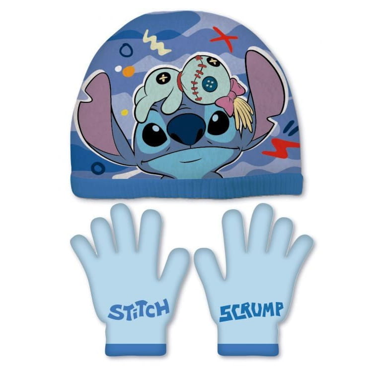 Conjunto de guantes y gorro Stitch Disney