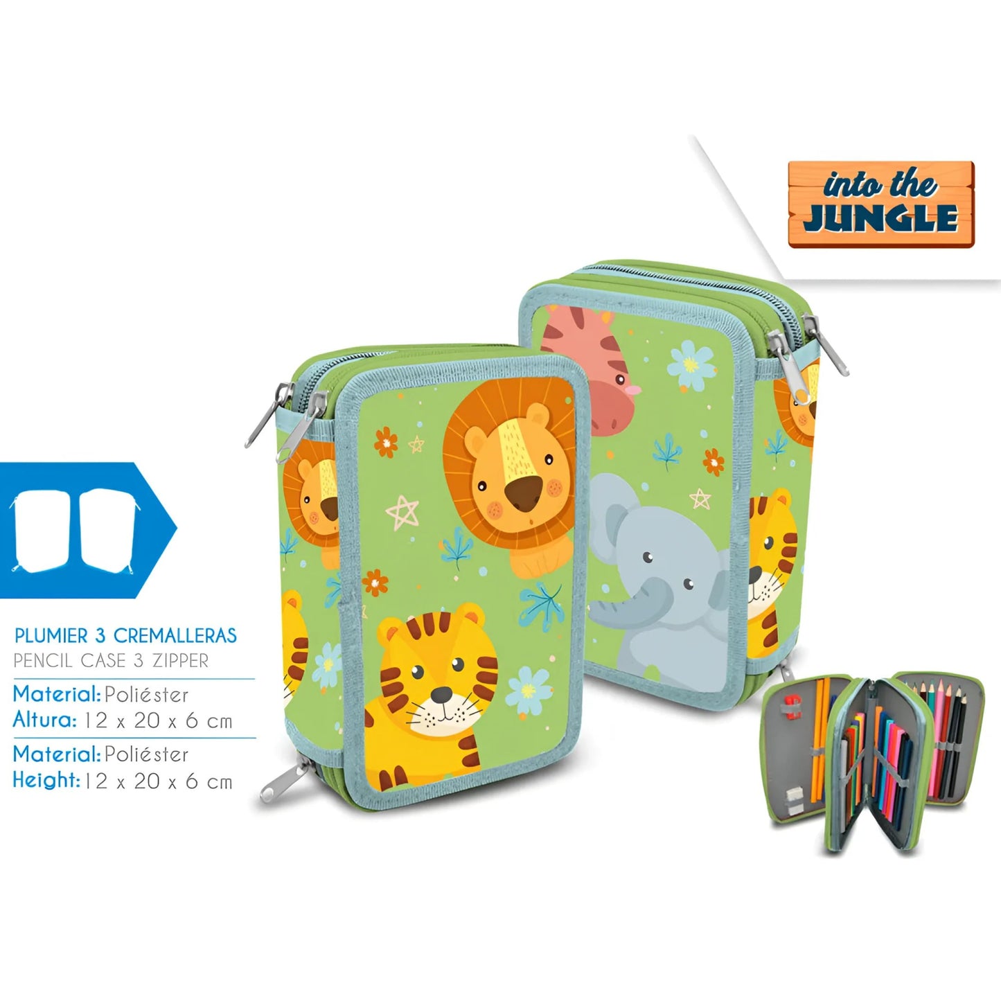 Estuche completo 3 cremalleras In To The Jungle niños - Mochila infantil