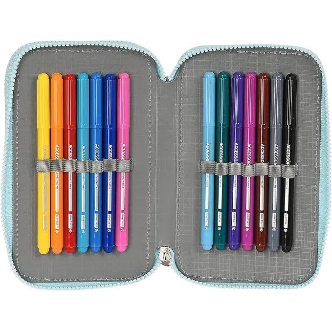 Estuche Plumier doble 28PCS MOOS Garden 13x4x19,5CM Mochila infantil