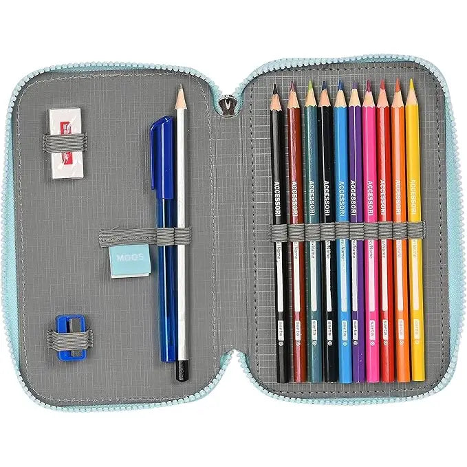 Estuche Plumier doble 28PCS MOOS Garden 13x4x19,5CM Mochila infantil