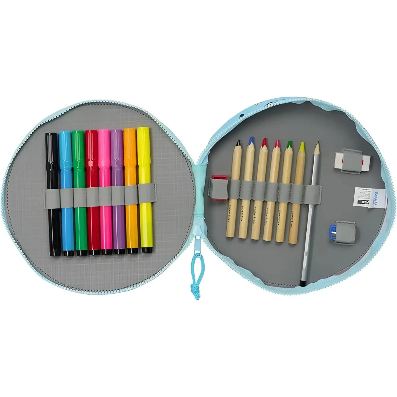 Estuche plumier redondo BLUEY con 18 Piezas y 21x3.5 cm