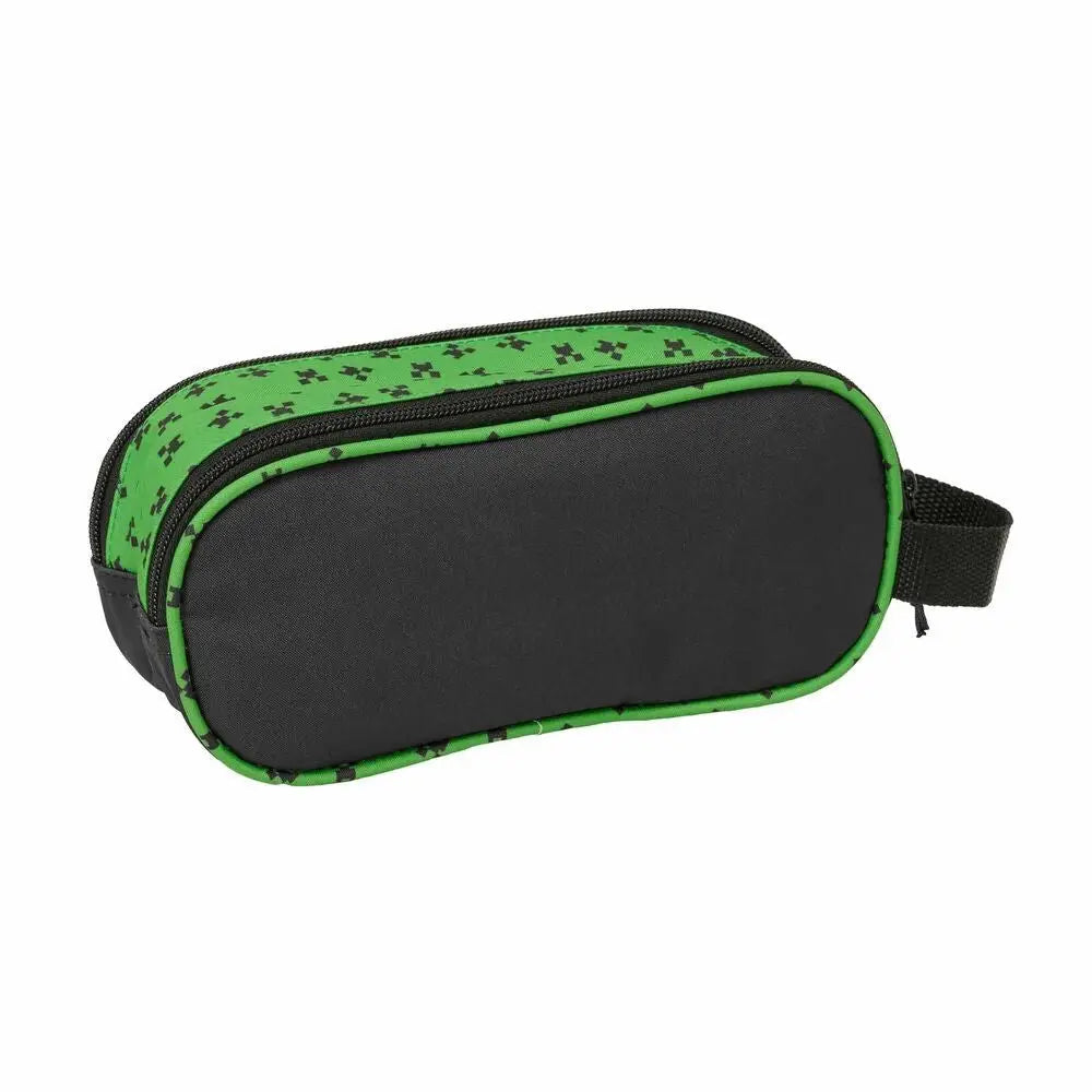 Estuche portatodo doble de Minecraft negro y verde 21x6x8cm