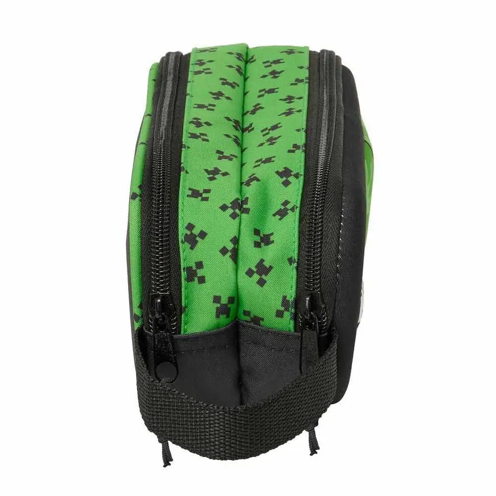 Estuche portatodo doble de Minecraft negro y verde 21x6x8cm
