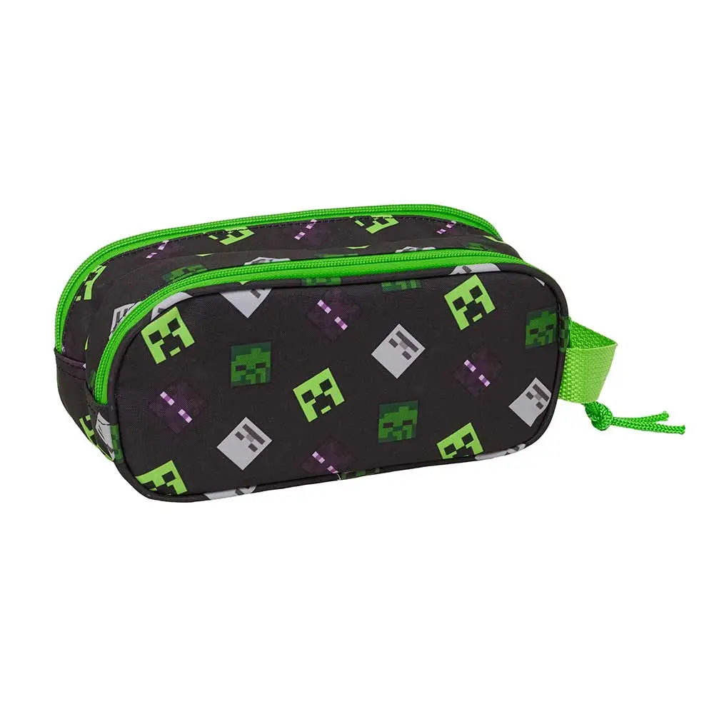 Estuche portatodo doble Minecraft verde 21x6x8cm
