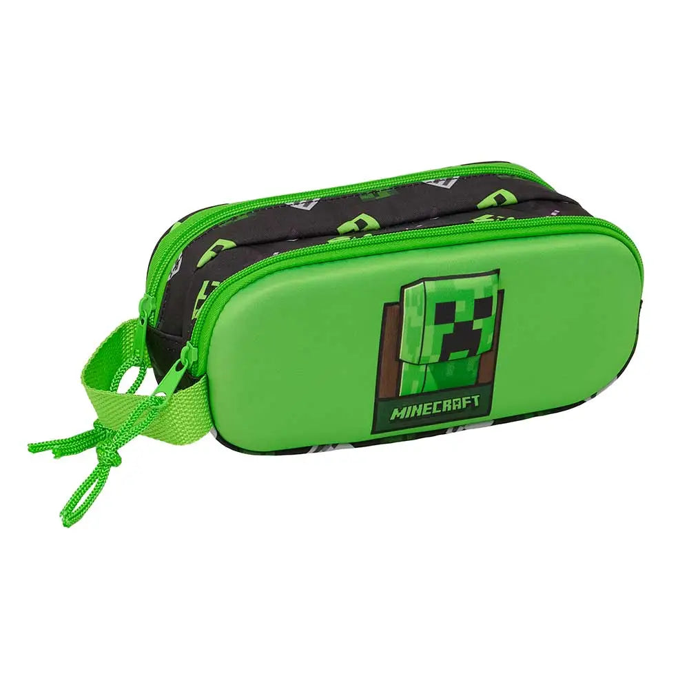Estuche portatodo doble Minecraft verde 21x6x8cm