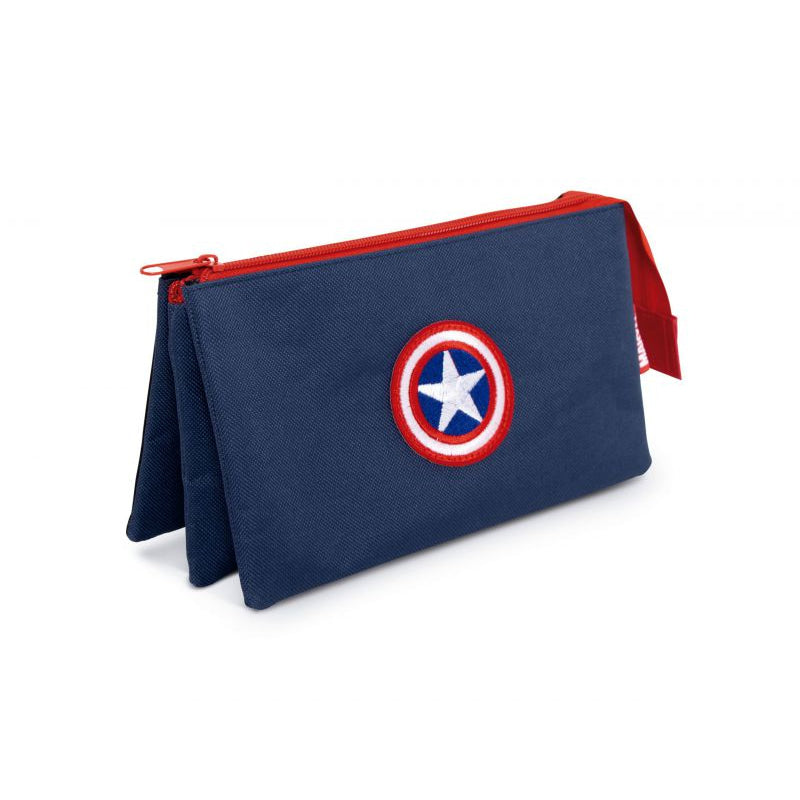 Estuche portatodo triple Capitán América Marvel Avengers 21x11x3,5cm