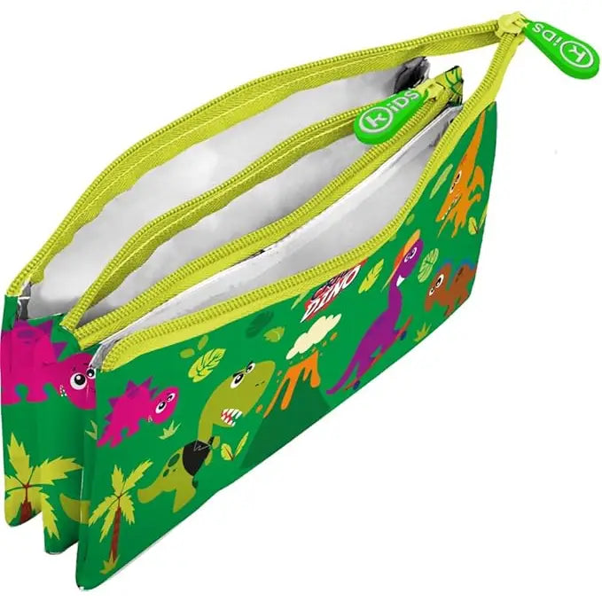 Estuche portatodo triple CRAZY DINO 22x13cm dinosaurios