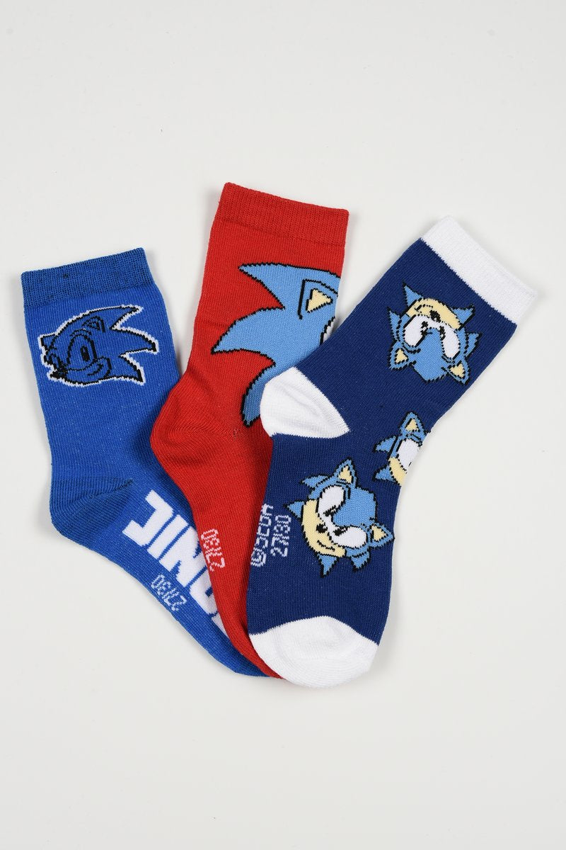 Pack 3 Calcetines Infantiles Sonic The Hedgehog talla 23/26 rojo