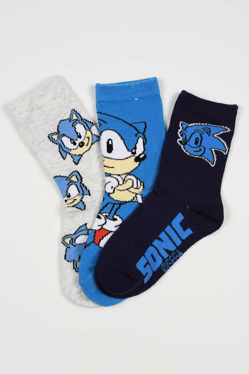 Pack 3 Calcetines Infantiles Sonic The Hedgehog talla 27/30 gris