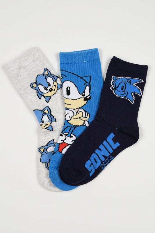 Pack 3 Calcetines Infantiles Sonic The Hedgehog talla 31/34 gris