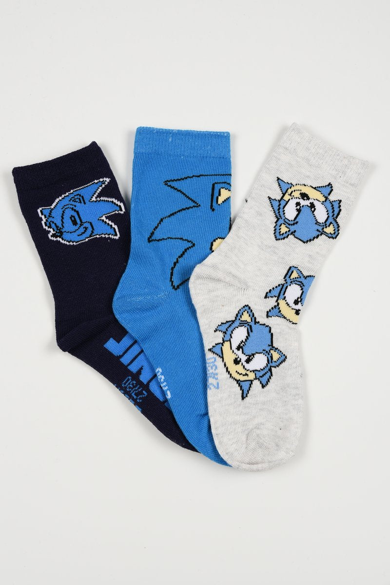 Pack 3 Calcetines Infantiles Sonic The Hedgehog talla 27/30 gris