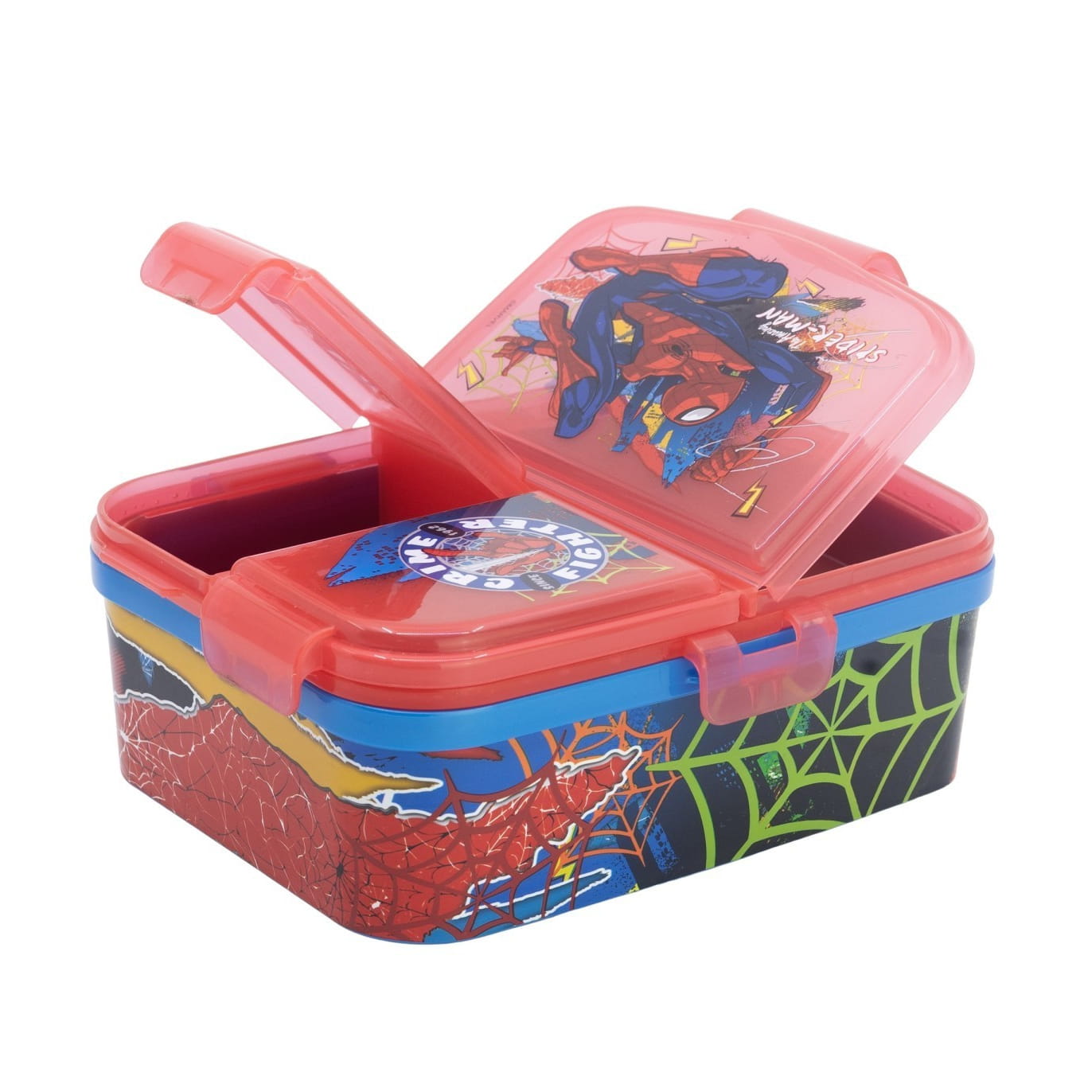 fiambrera sandwichera triple xl spiderman marvel con 4 compartimentos