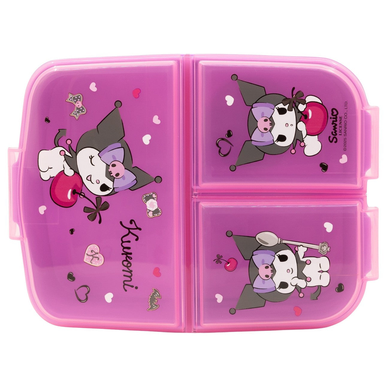 Fiambrera sandwichera tupper triple Kuromi lila