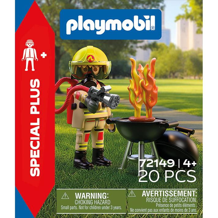 Figura bombero con foco de incendio Playmobil Special Plus 72149 - Juguete