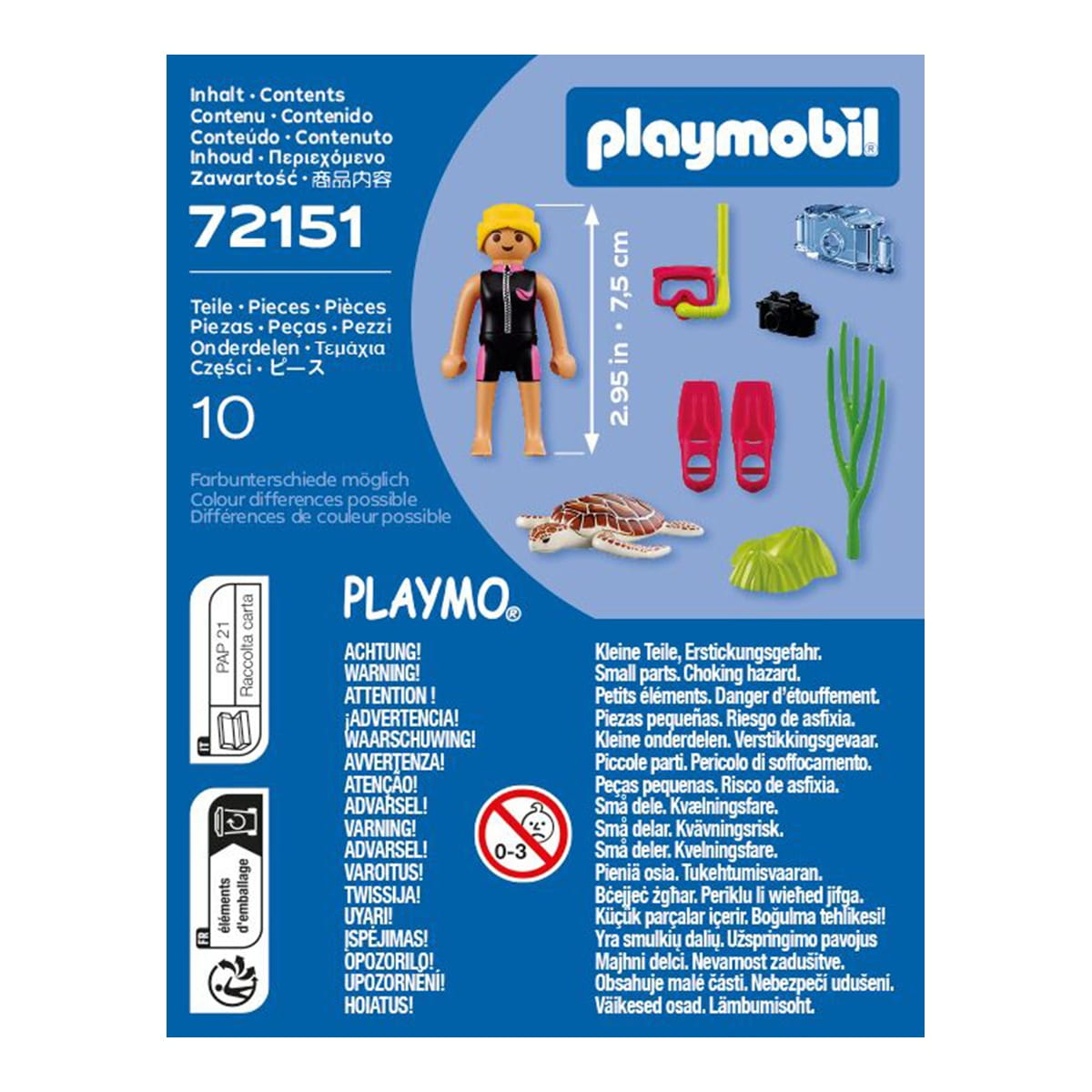 Figura buceadora con tortuga Playmobil Special Plus 72151 - Juguete