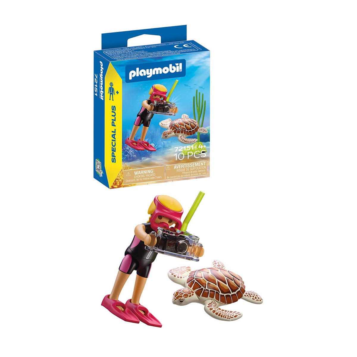 Figura buceadora con tortuga Playmobil Special Plus 72151 - Juguete
