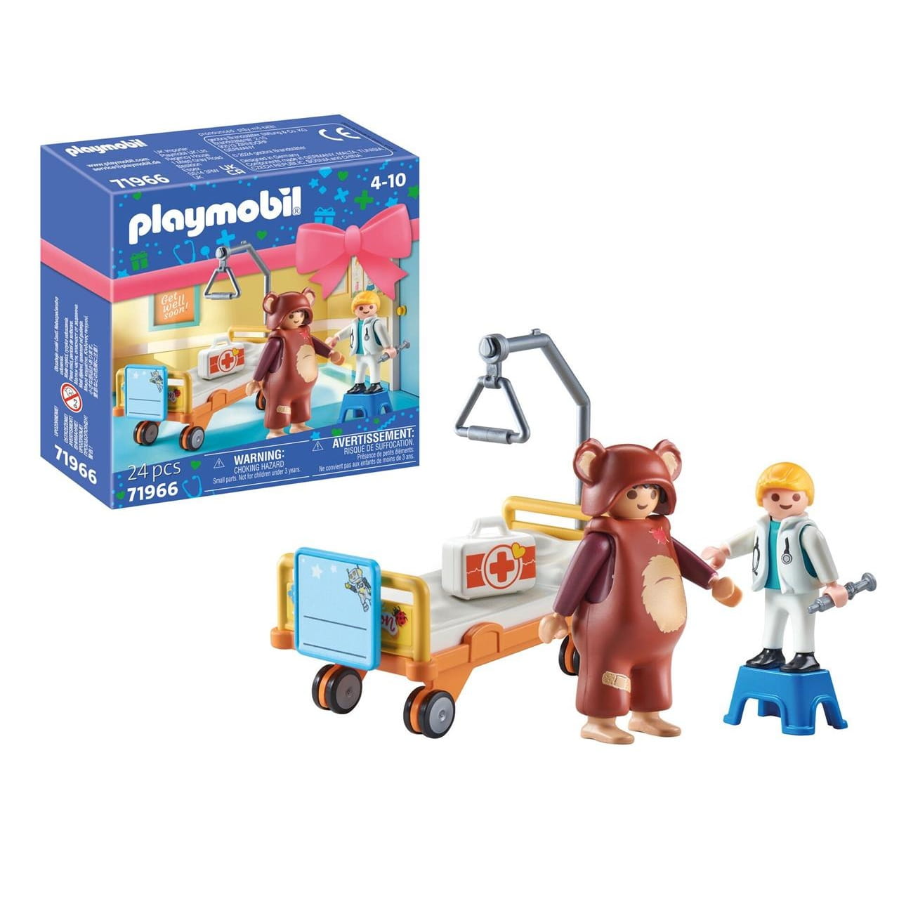 Figura oso en hospital ’Mejórate pronto’ Playmobil 71966 - Juguete