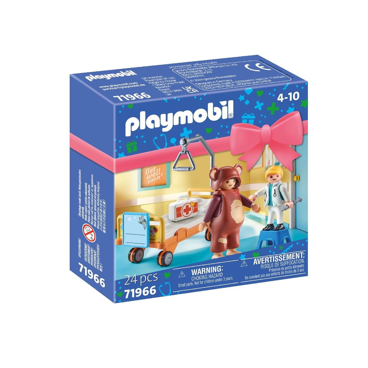 Figura oso en hospital ’Mejórate pronto’ Playmobil 71966 - Juguete
