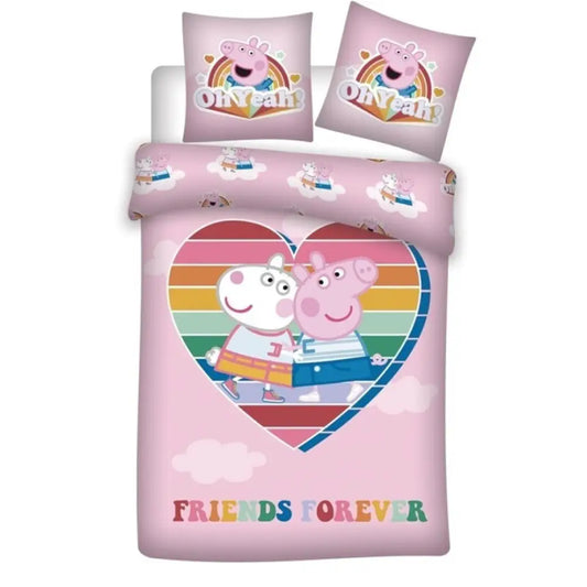 Funda nórdica Peppa Pig 140x200 cm oficial | Ropa de cama infantil para 90 | Diseño exclusivo suave y confortable