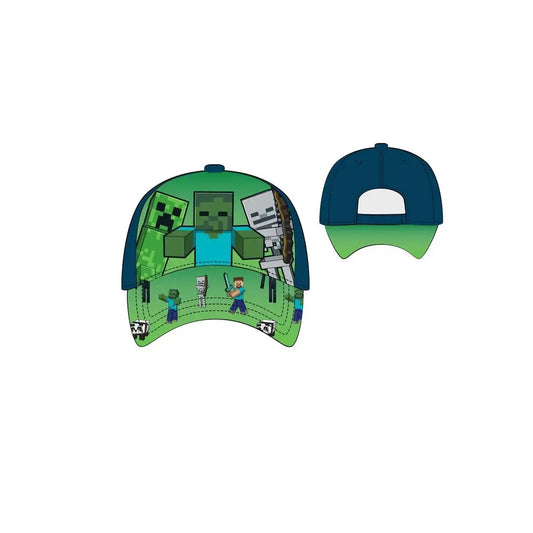 Gorra niños MINECRAFT verde y azul T.54cm