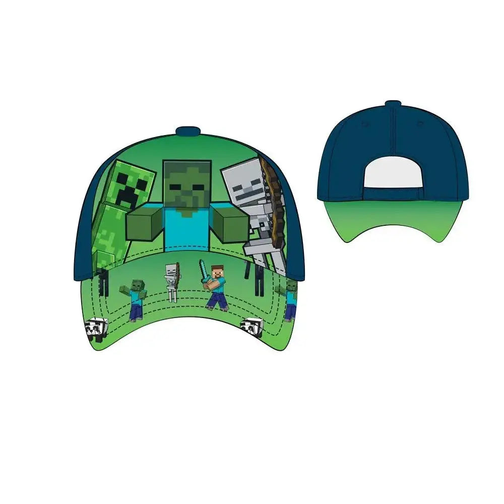 Gorra niños MINECRAFT verde y azul T.54cm