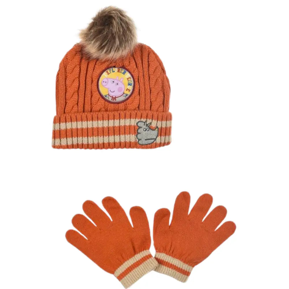 Gorro mas guantes Peppa Pig 54 y 52 cm en verde naranja Naranja / 52cm
