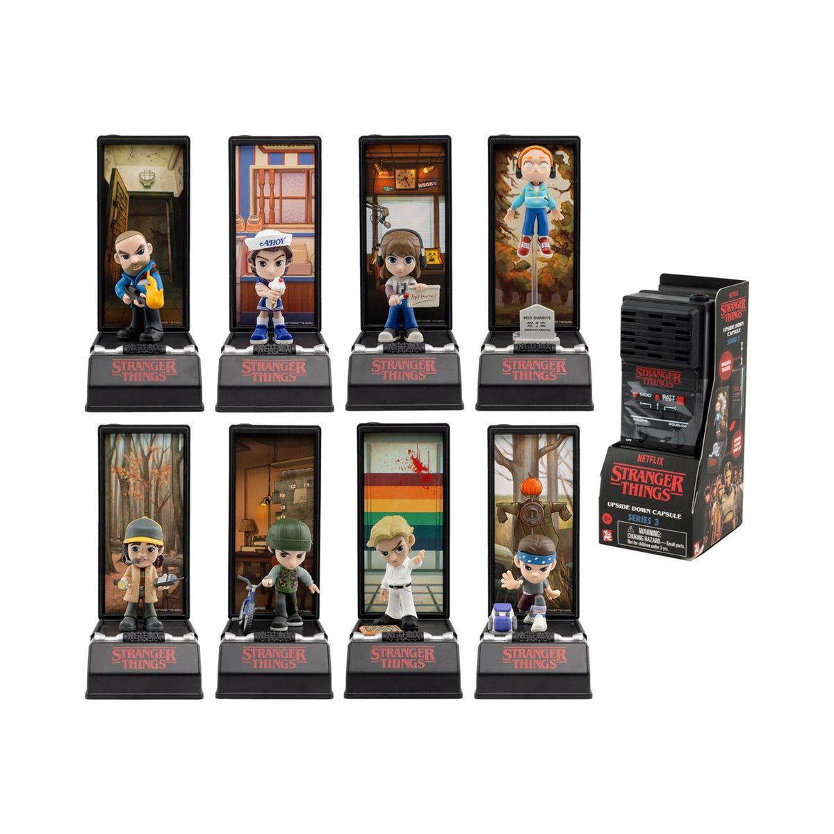 Figura sorpresa Stranger Things en cápsula con forma de Walkie Talkie 16x7,6x6,4cm