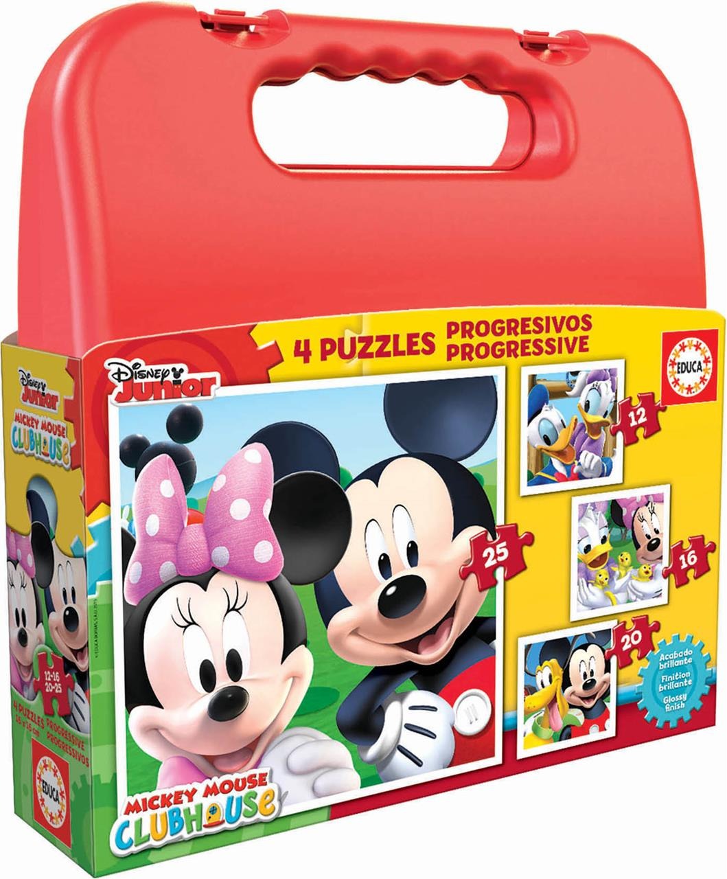 Puzzles progresivos 12-16-20-25 piezas Mickey Mouse en maletín