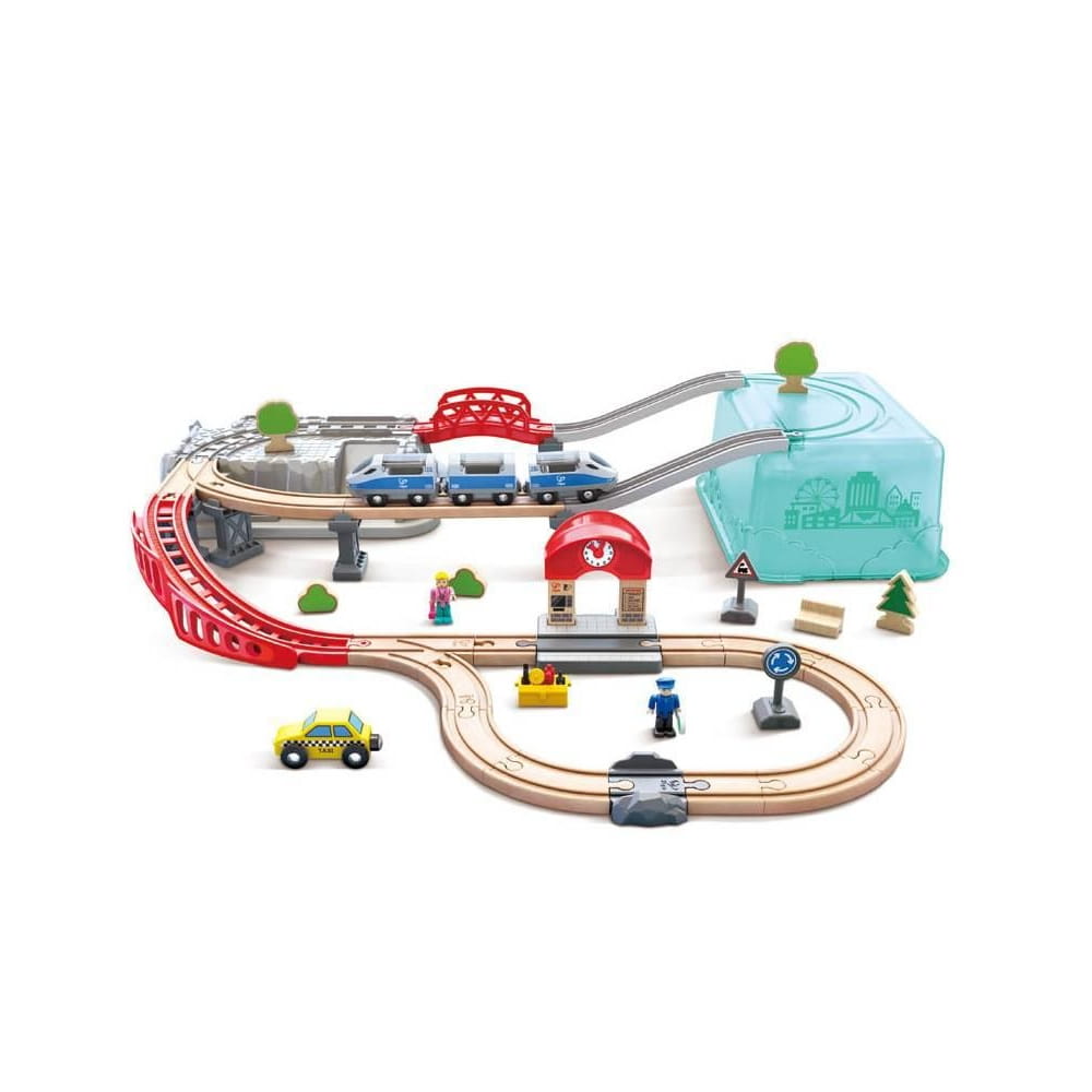 Juego de bloques construcción tren ciudad Hape - Juguete