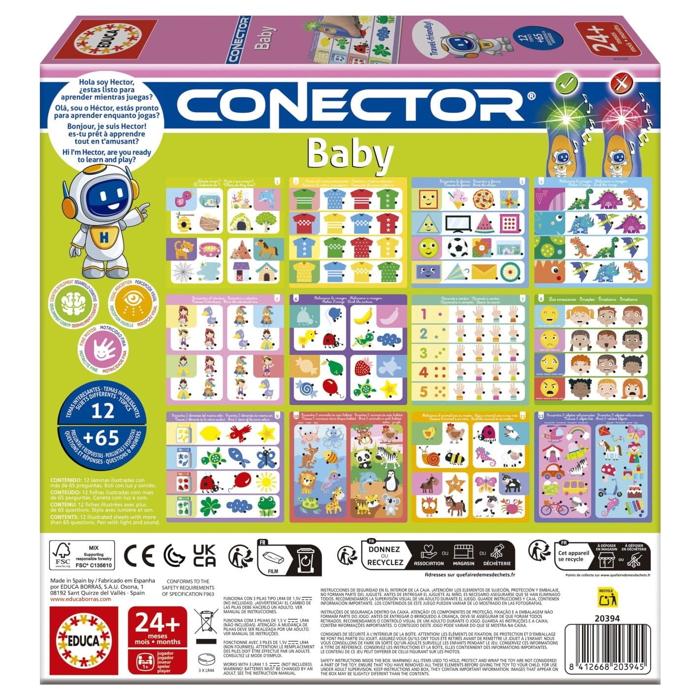 Juego conector Baby. Incluye 6 láminas con 12 temáticas boli luz y sonido - Juguete