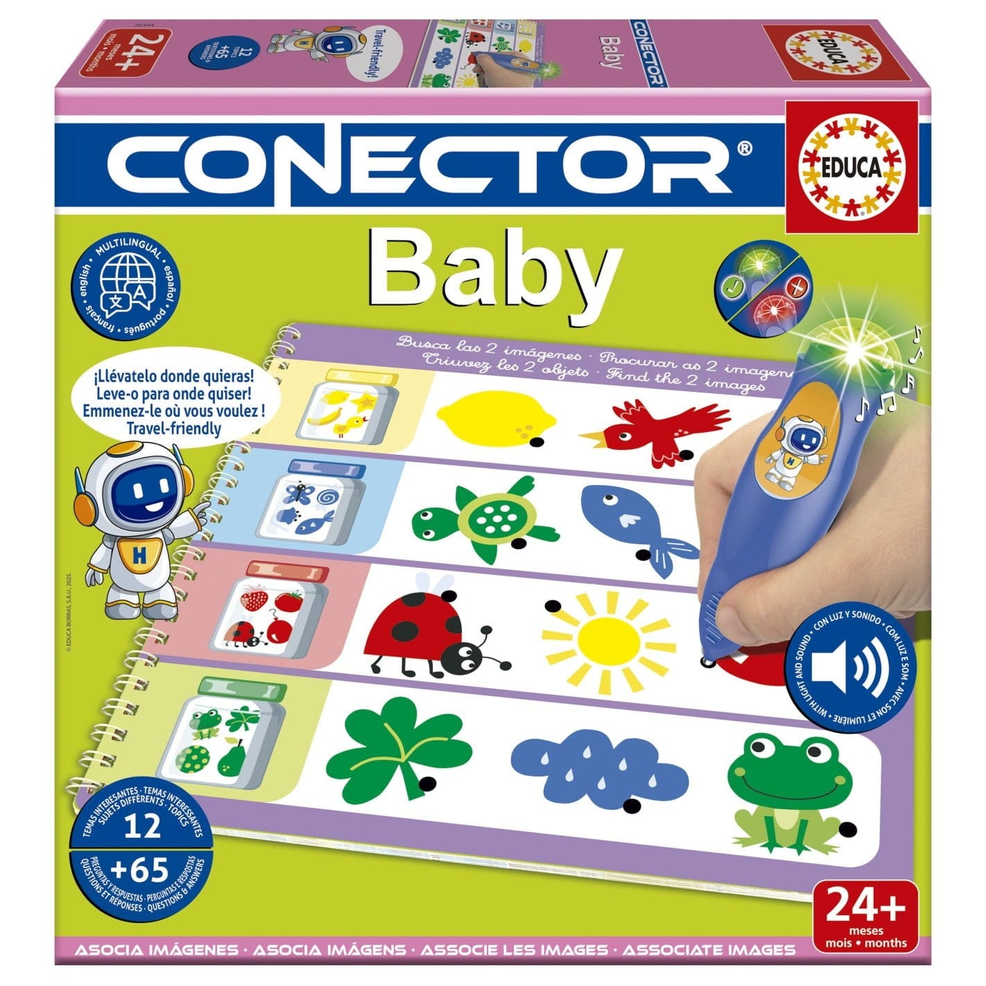 Juego conector Baby. Incluye 6 láminas con 12 temáticas boli luz y sonido - Juguete