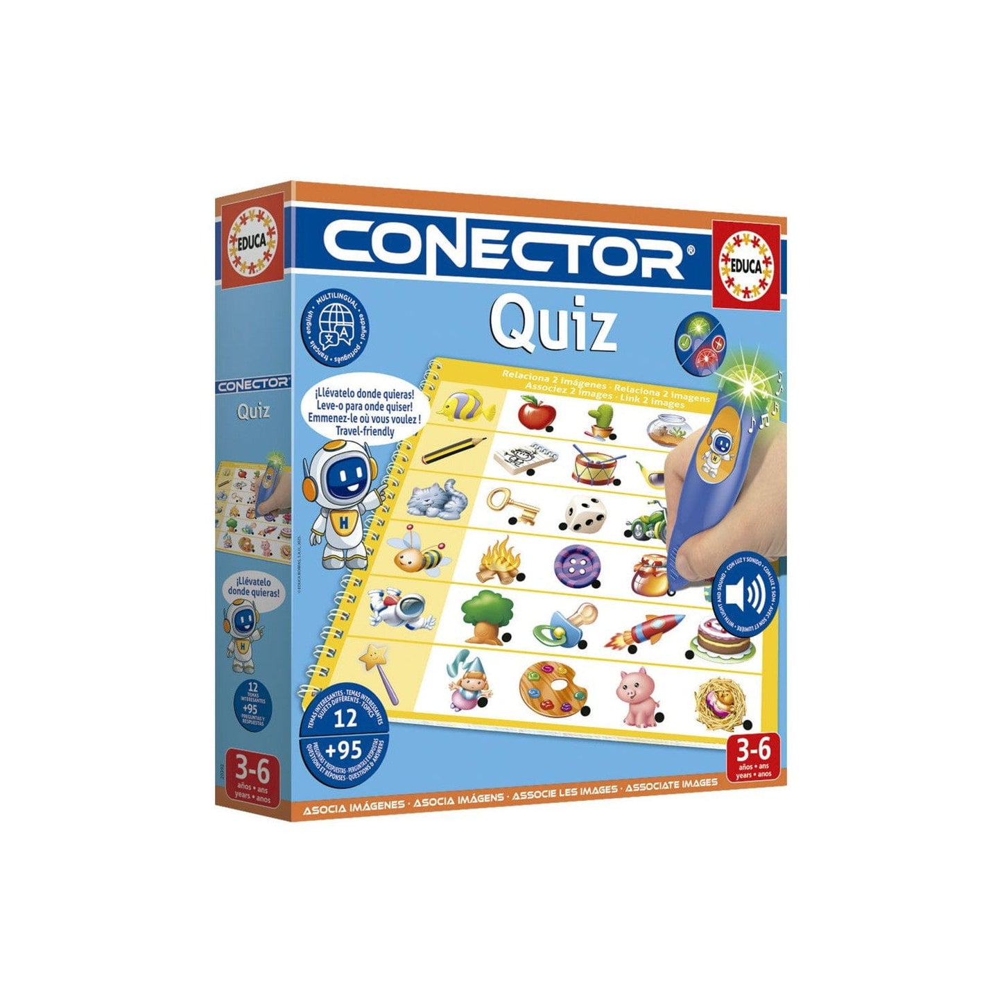 Juego conector Quiz. Incluye 6 láminas con 12 temáticas boli luz y sonido - Juguete