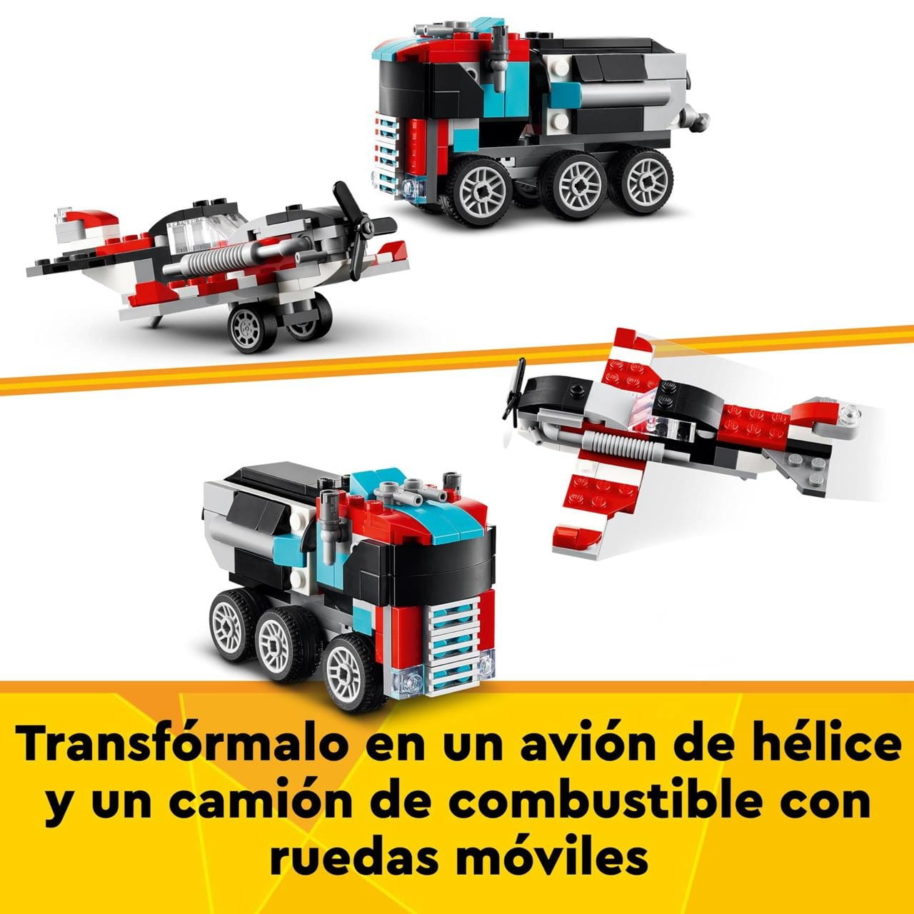 Juego de construcción camión plataforma con helicóptero Lego Creator 31146 - Juguete