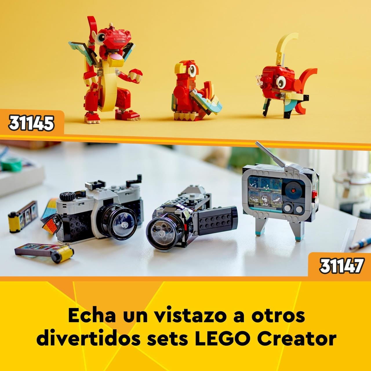 Juego de construcción camión plataforma con helicóptero Lego Creator 31146 - Juguete